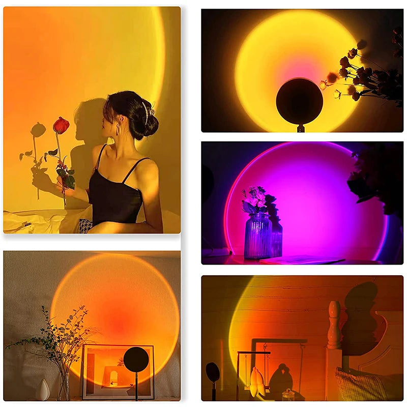 Sunset Glow LED Projector – 16 Color Room & Wall Night Light with Remote