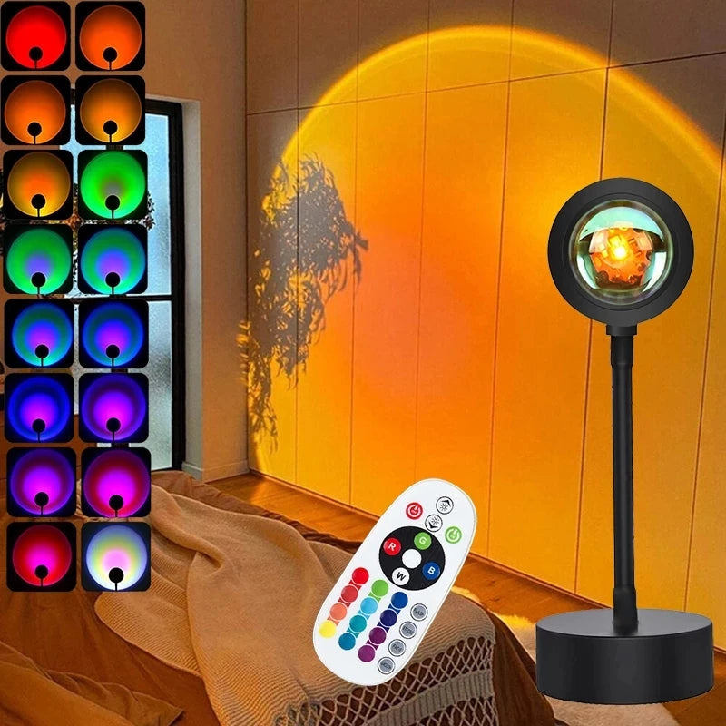 Sunset Glow LED Projector – 16 Color Room & Wall Night Light with Remote