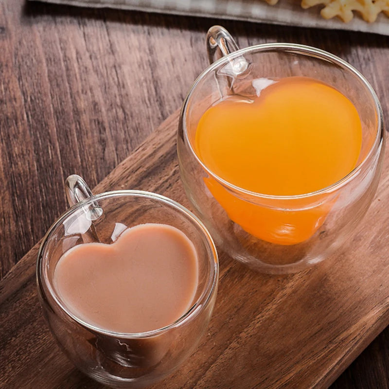 Heart-Shaped Double Wall Glass Mug 💖