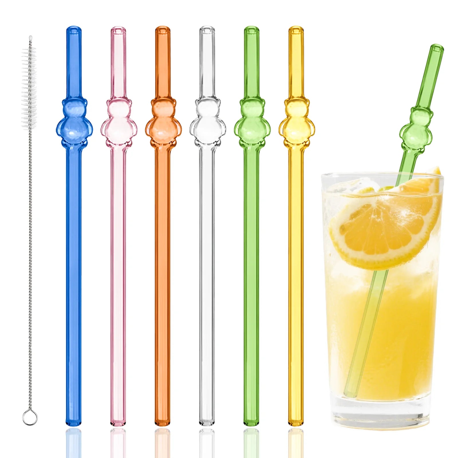 Reusable charm glass straws
