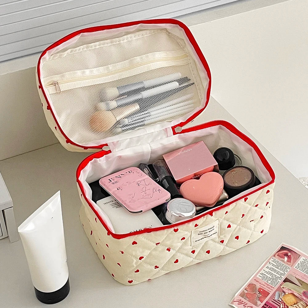 Quilted Aesthetic Makeup Bag 💗