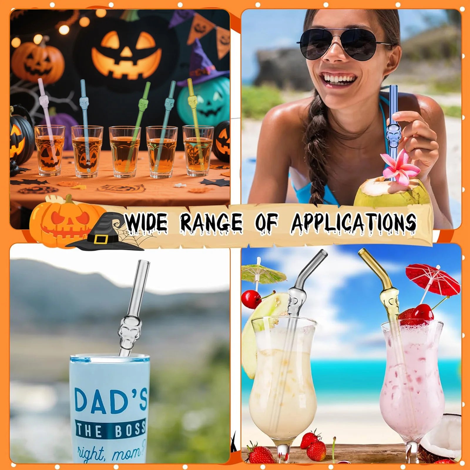 Reusable charm glass straws