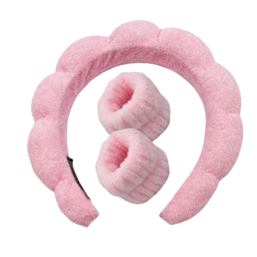 3pcs Spa Headband & Wristband Set