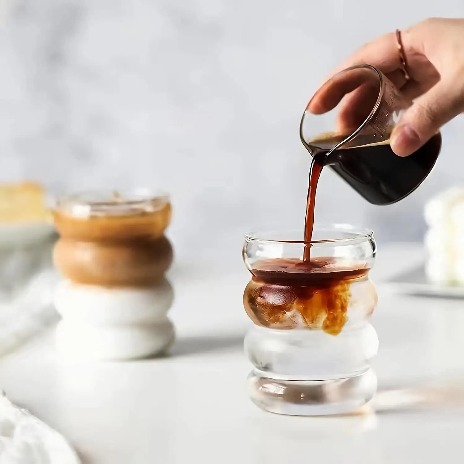 Vintage Ripple Glass Cup Set