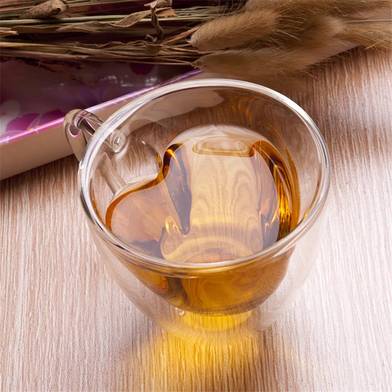 Heart-Shaped Double Wall Glass Mug 💖