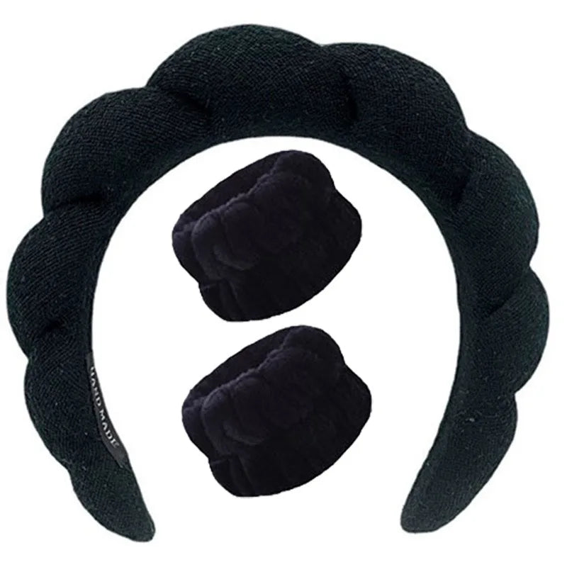 3pcs Spa Headband & Wristband Set