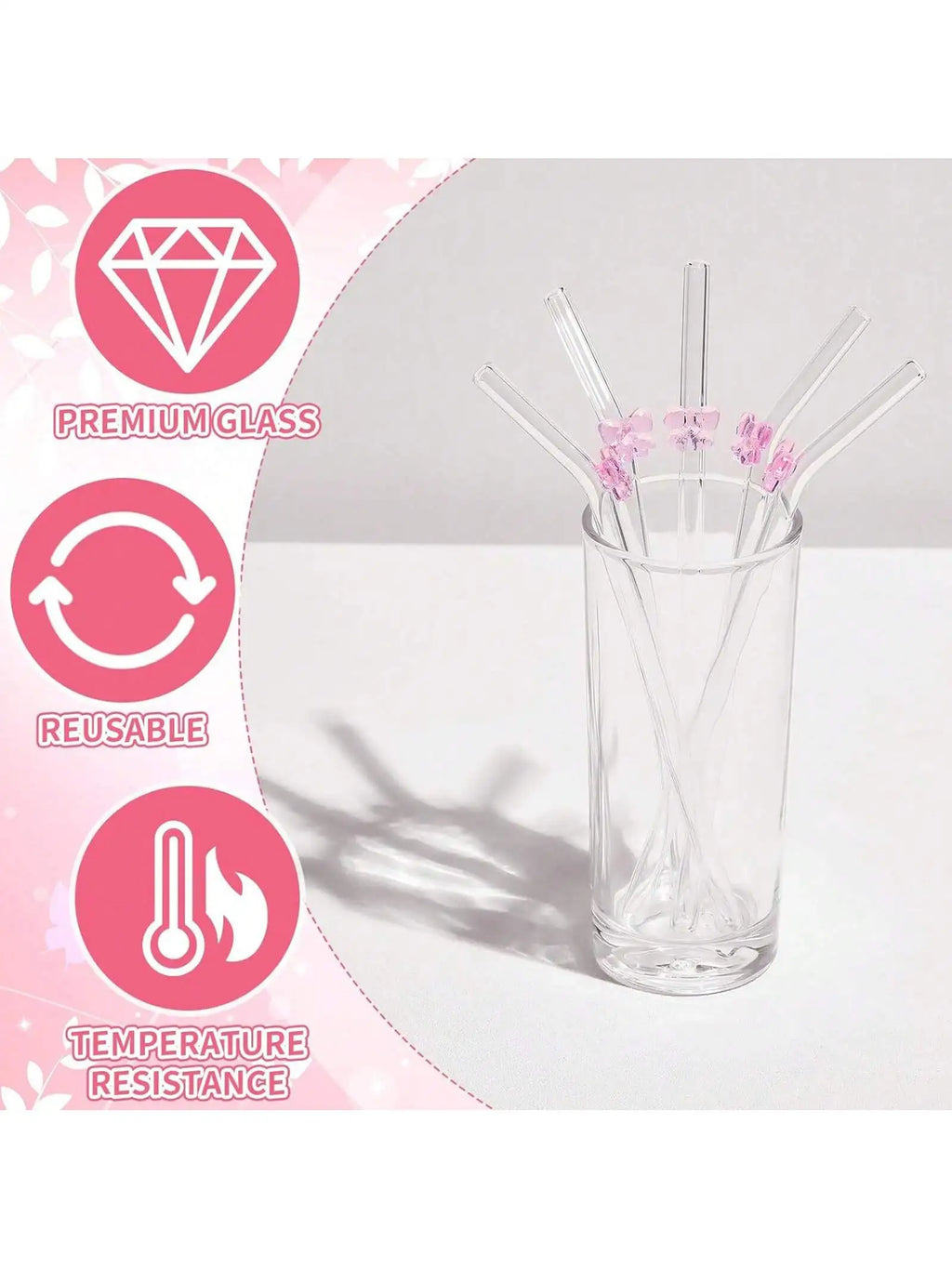 Reusable charm glass straws