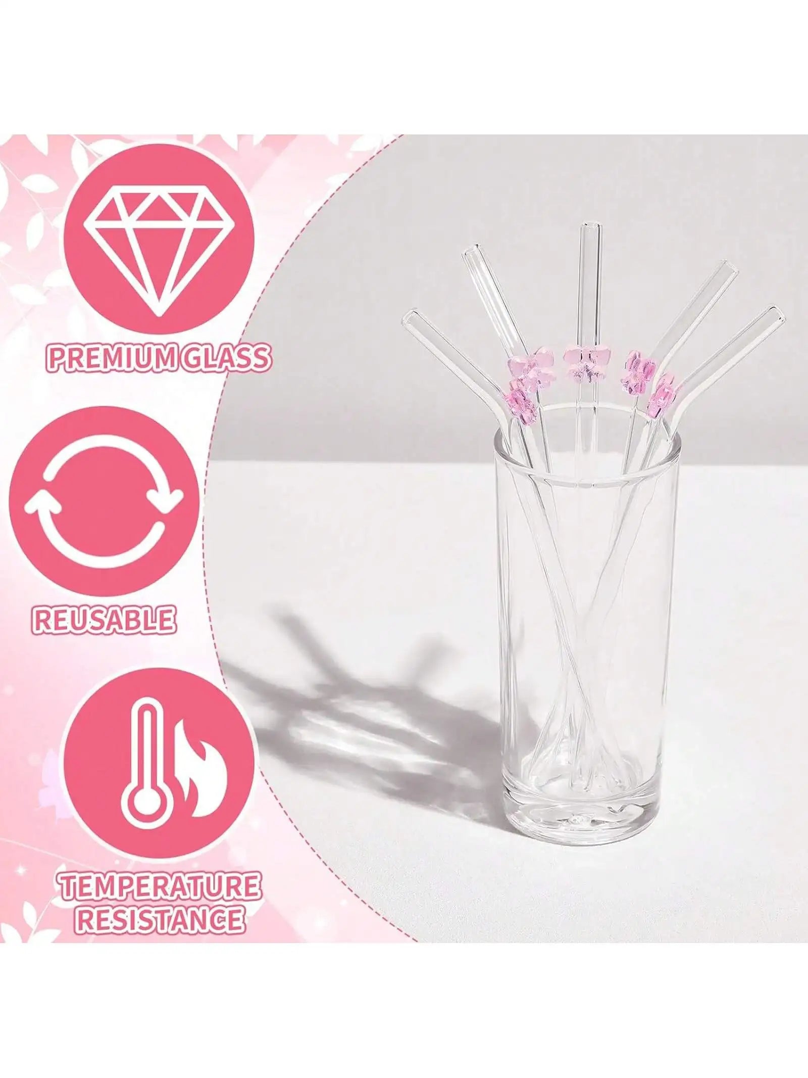 Reusable charm glass straws