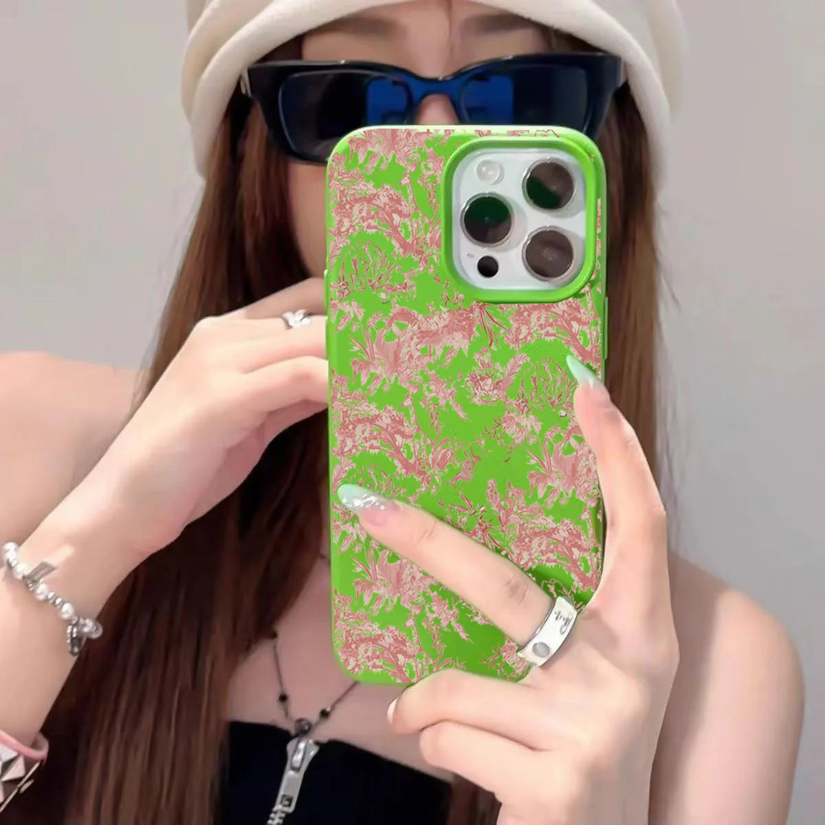 Pink Floral Lichee Pattern Phone Case