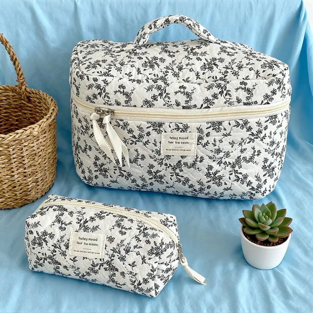 Floral Cotton Makeup Pouch 🌸