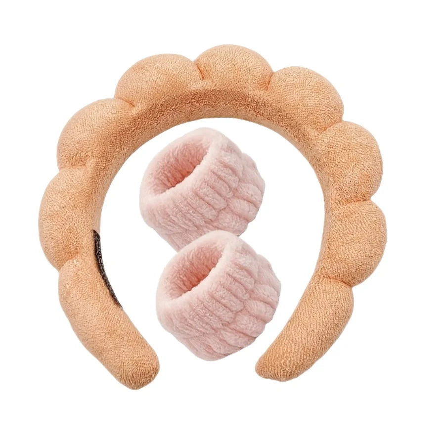 3pcs Spa Headband & Wristband Set