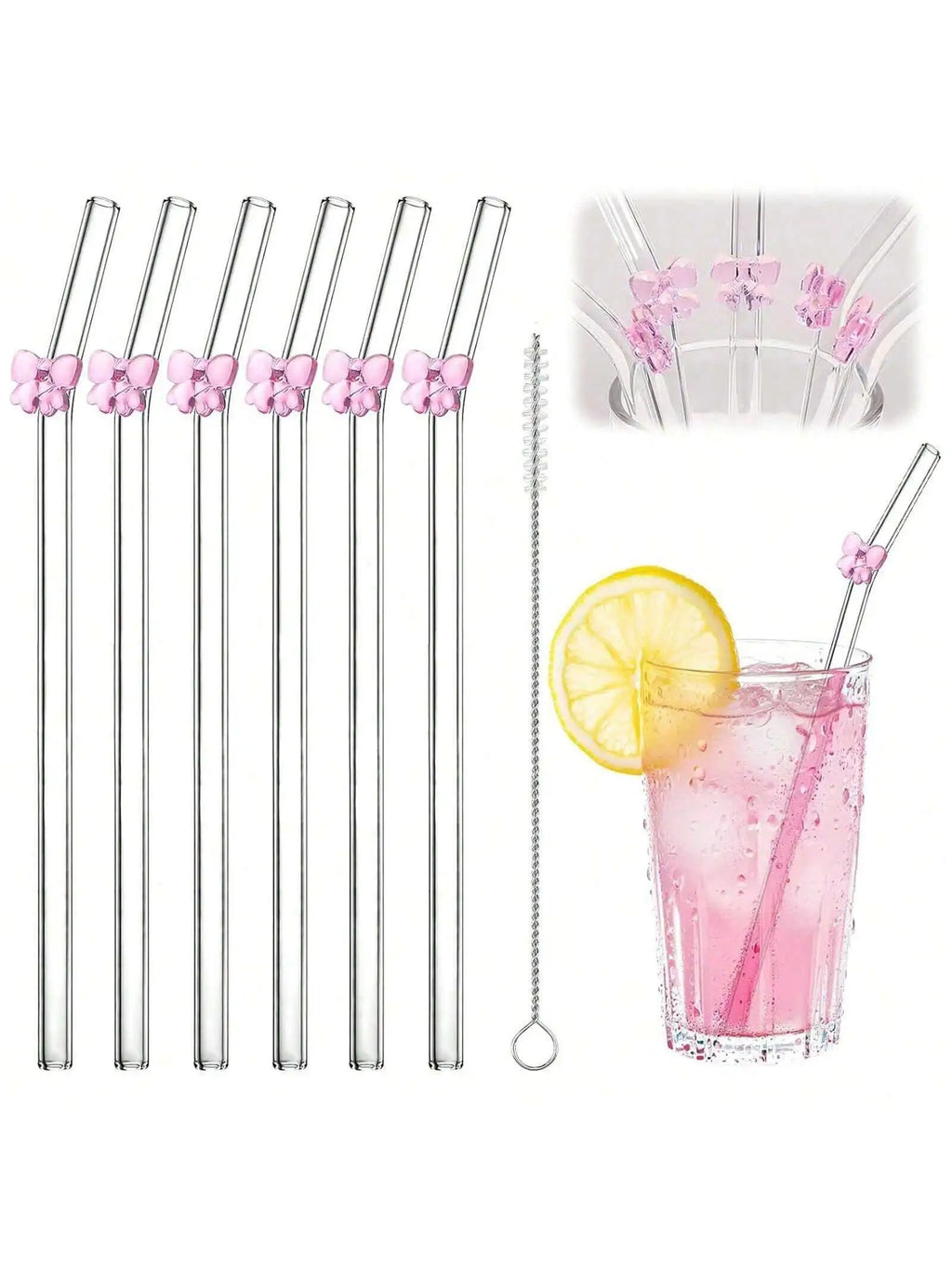 Reusable charm glass straws