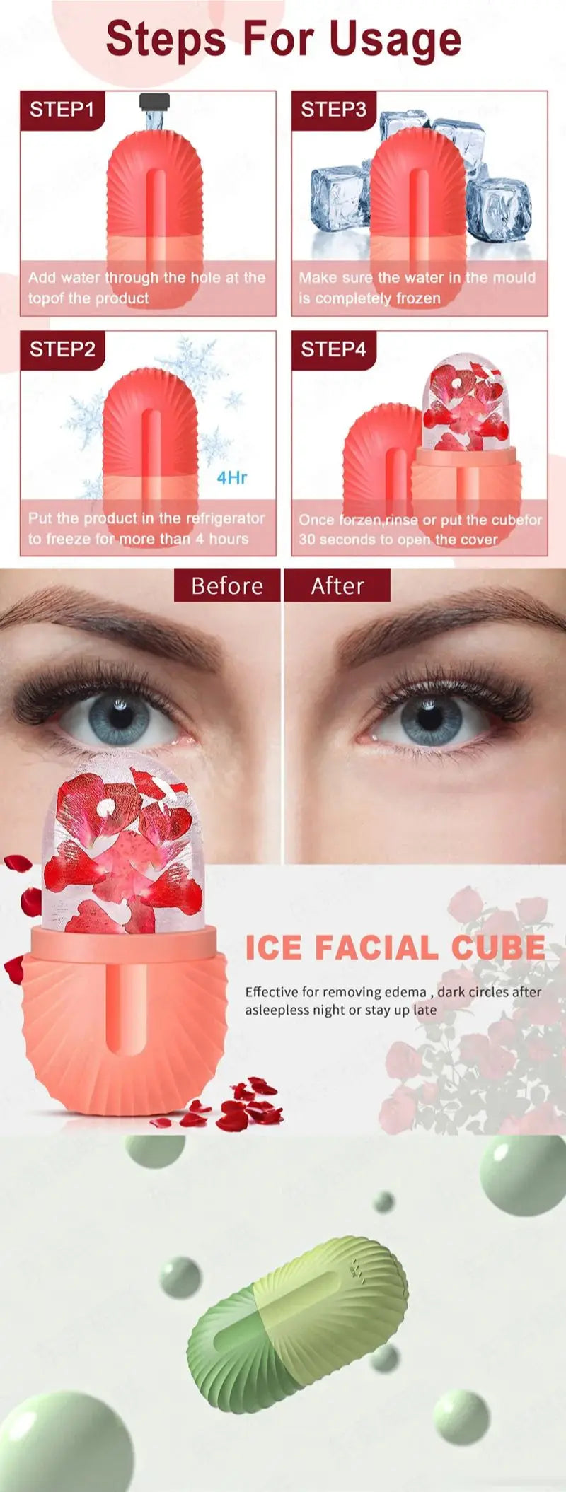 Silicone ice mold for skincare