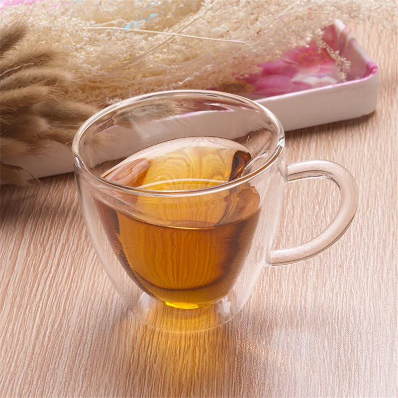 Heart-Shaped Double Wall Glass Mug 💖