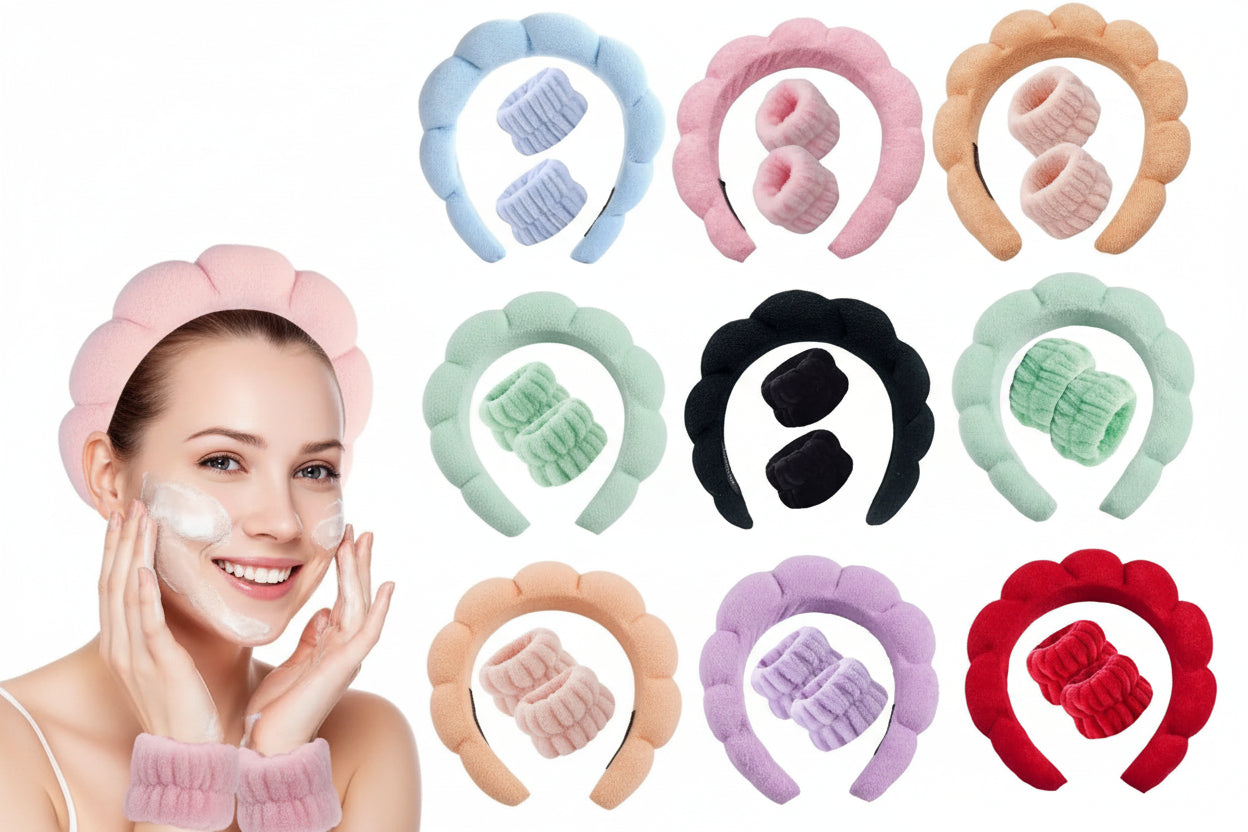 3pcs Spa Headband & Wristband Set
