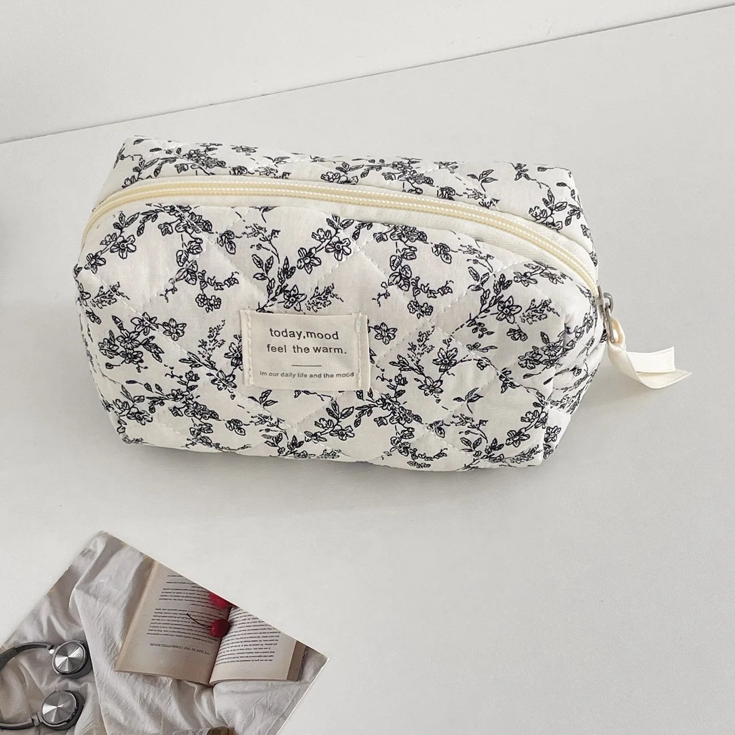 Floral Cotton Makeup Pouch 🌸