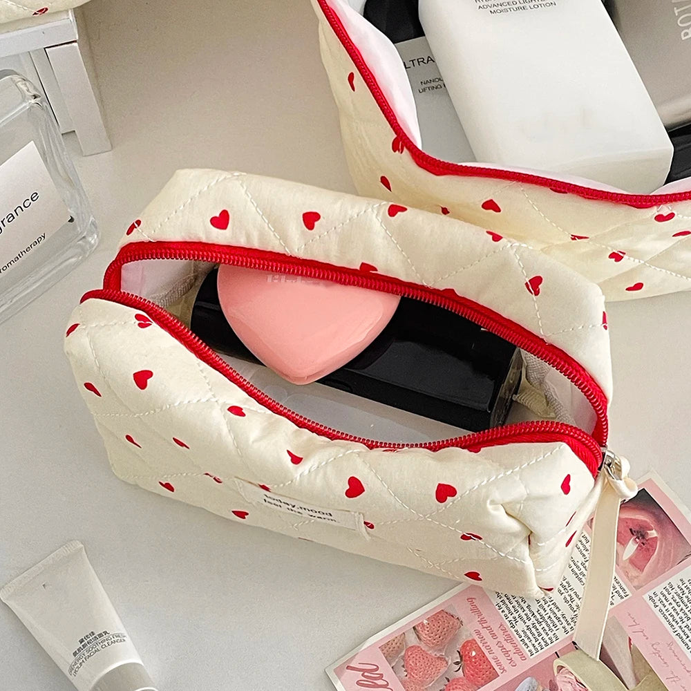 Quilted Aesthetic Makeup Bag 💗