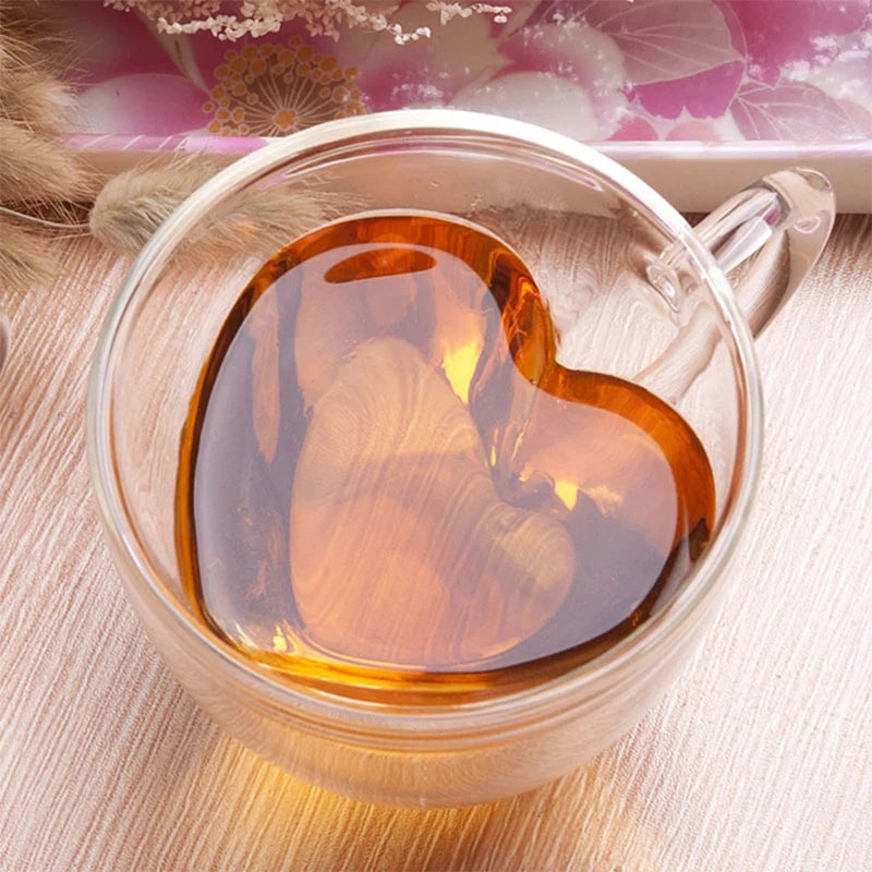 Heart-Shaped Double Wall Glass Mug 💖