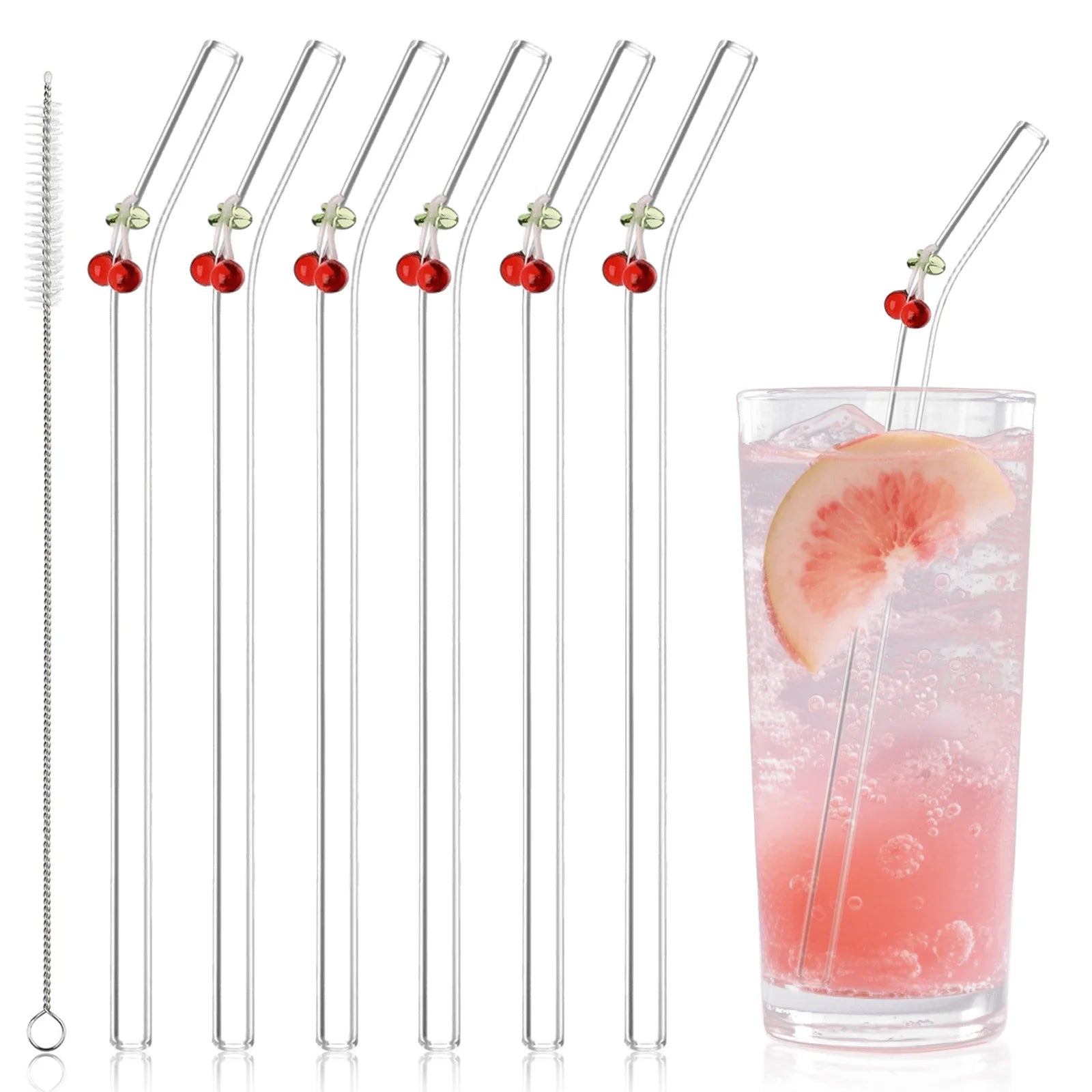 Reusable charm glass straws