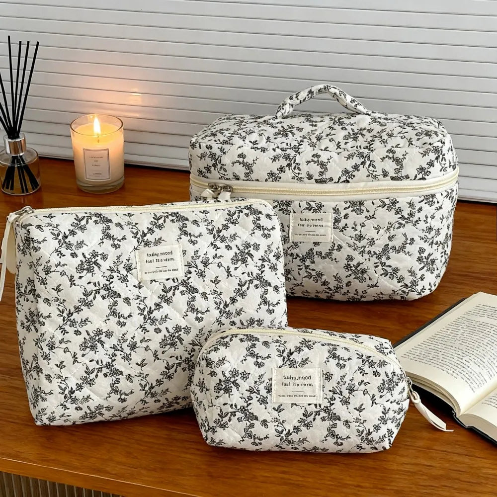 Floral Cotton Makeup Pouch 🌸