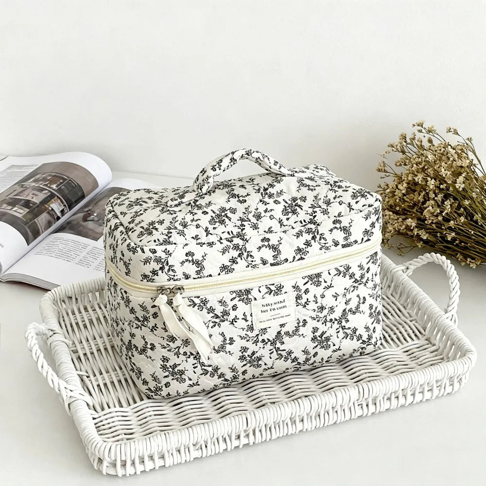 Floral Cotton Makeup Pouch 🌸