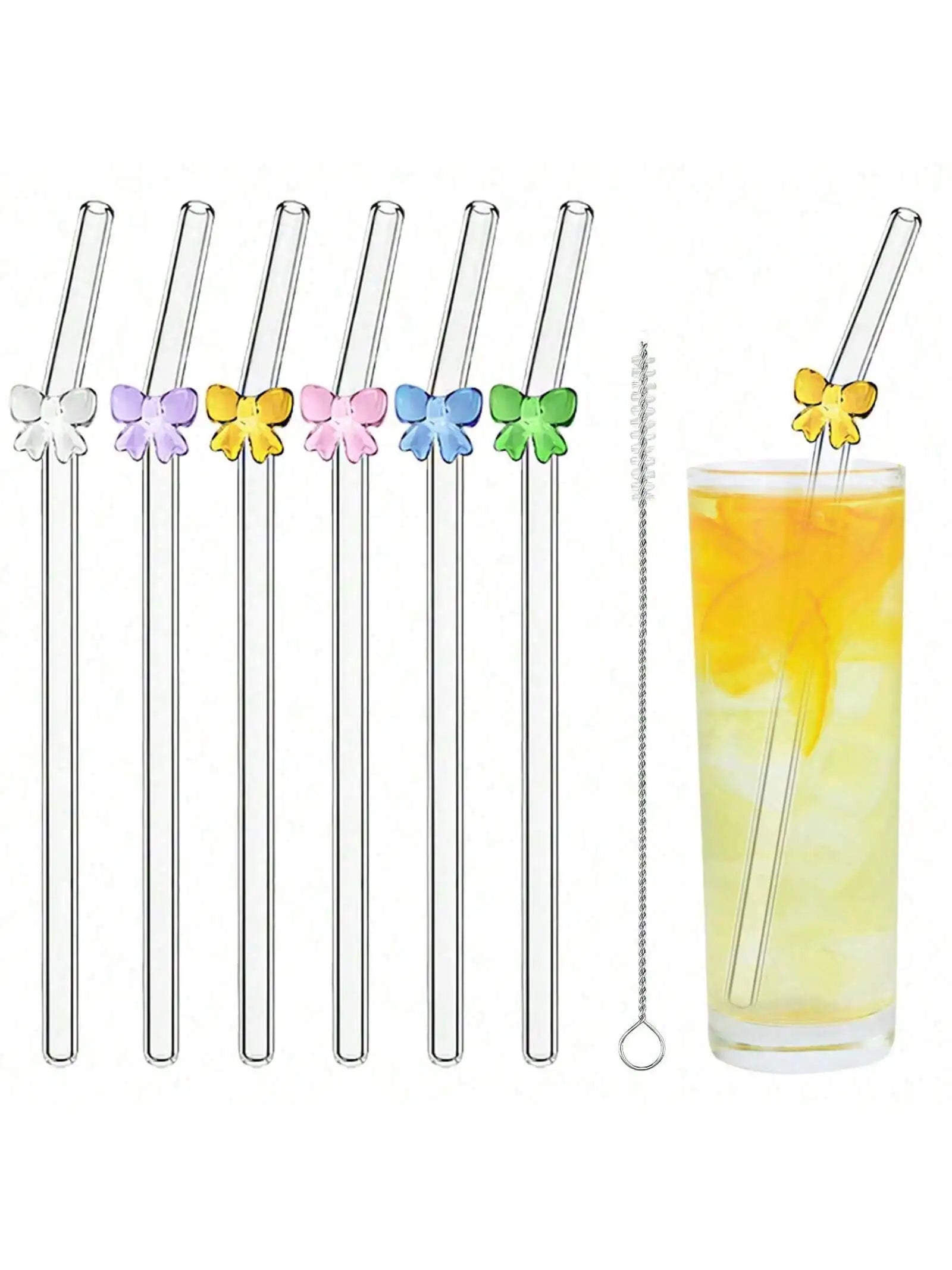 Reusable charm glass straws