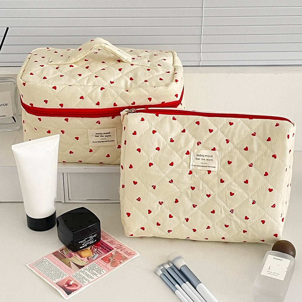 Quilted Aesthetic Makeup Bag 💗
