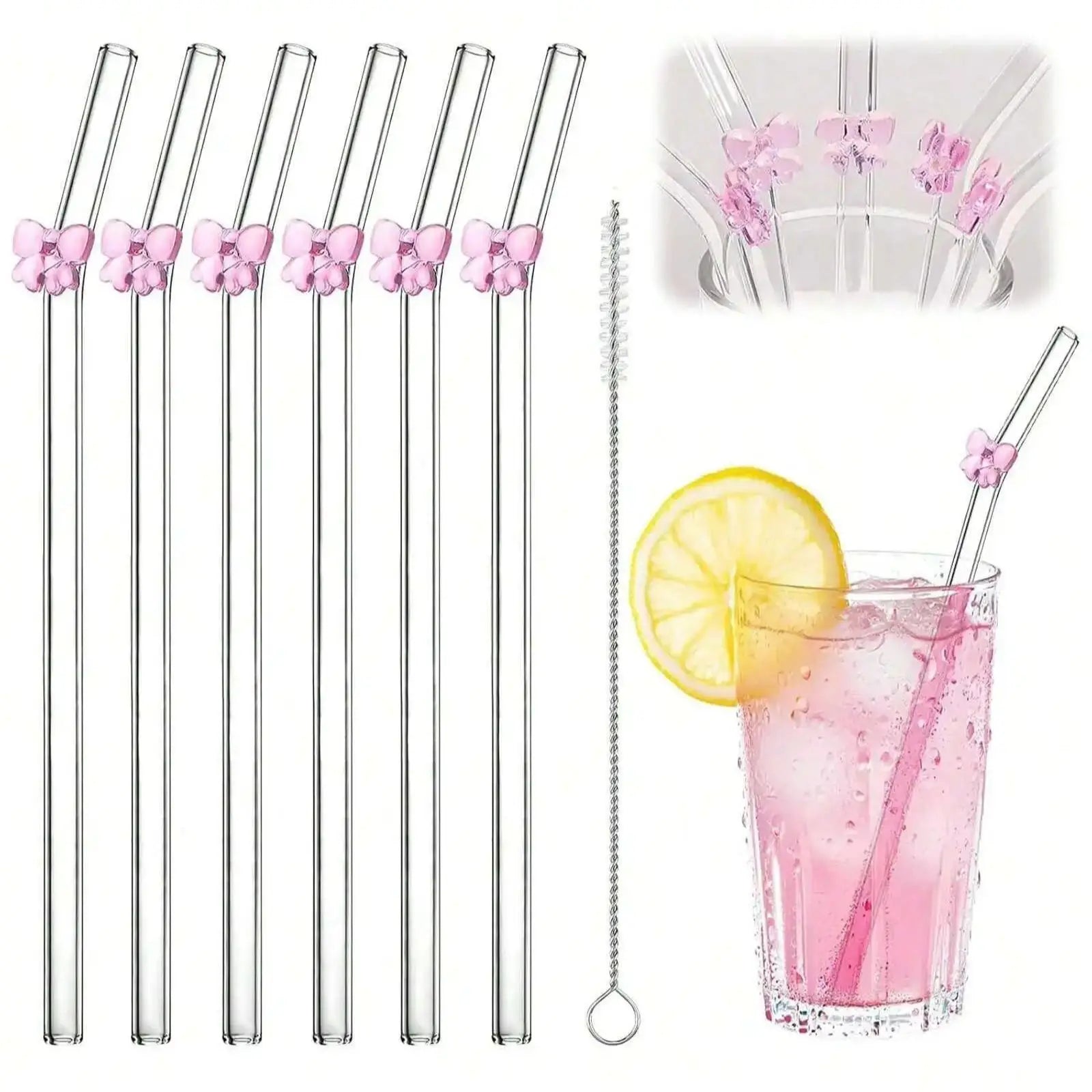 Reusable charm glass straws