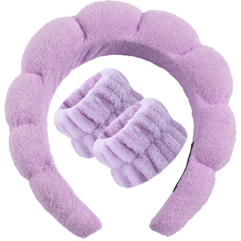 3pcs Spa Headband & Wristband Set
