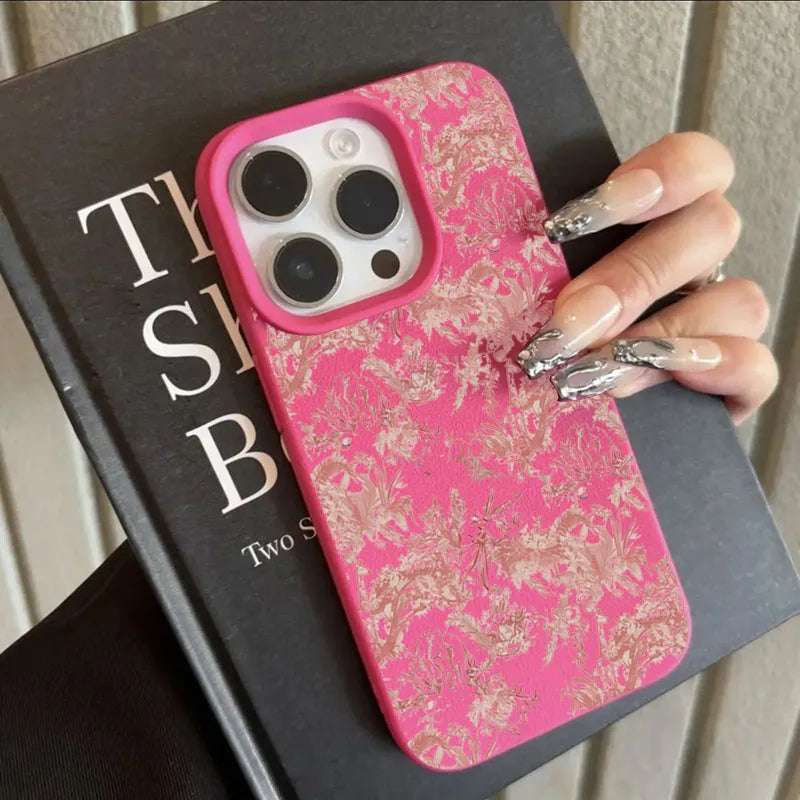 Pink Floral Lichee Pattern Phone Case